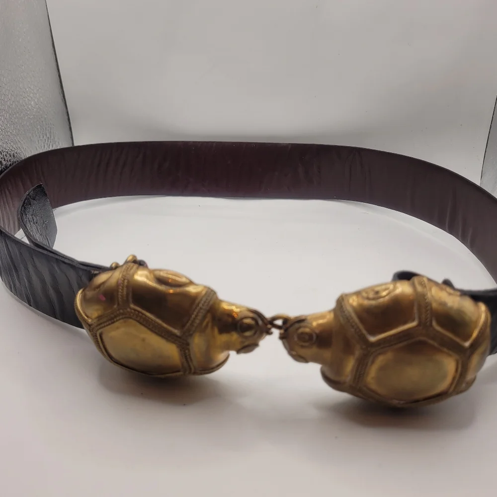 Turtle Brass Vintage Adjustable Leather Belt